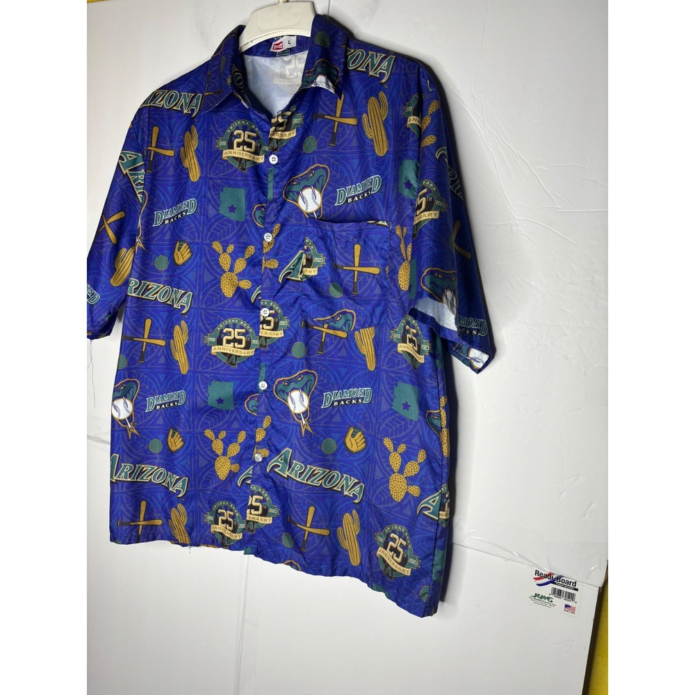Budweiser Arizona Diamondbacks 25th Anniversary Button Shirt Mens Large Blue